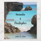 トロピカルアイランドコースト&シーの写真結婚 ワインラベル (シングルラベル)