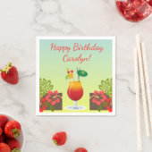 トロピカルアイランドサマーカクテルドリンク誕生日おもしろい スタンダードカクテルナプキン (インサイチュ)