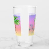 トロピカルアイランドサンセットグリーンパームツリーアロハ タンブラーグラス (左)