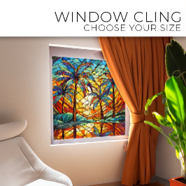 トロピカルアイランドサンセットステンドグラス ウィンドウサイン