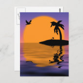 トロピカルアイランドサンセットポストカード ポストカード (正面/裏面)