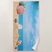 トロピカルアイランドシーシェルターコイズウォーター ビーチタオル (正面)