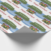 トロピカルアイランドティキハットバービーチメリークリスマス ラッピングペーパー (角)