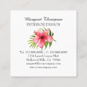 トロピカルアイランドハイビスカスパームウォーターカラーフローラ スクエア名刺 (裏面)