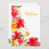 トロピカルアイランドハイビスカスビーチ結婚式 招待状 (正面/裏面)