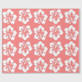 トロピカルアイランドハワイアンハイビスカスフラワーコーラル ラッピングペーパー (フラット)