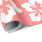 トロピカルアイランドハワイアンハイビスカスフラワーコーラル ラッピングペーパー (ロールコーナー)