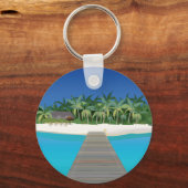 トロピカルアイランドバケーションシーニックランドスケープキーチェーン キーホルダー (正面)