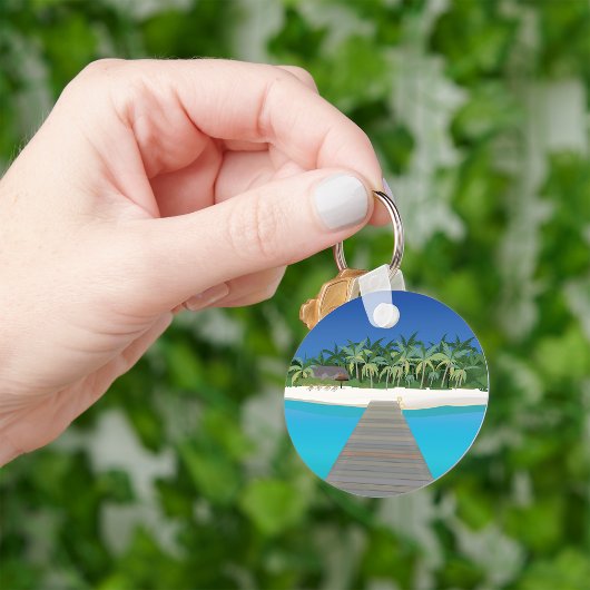 トロピカルアイランドバケーションシーニックランドスケープキーチェーン キーホルダー