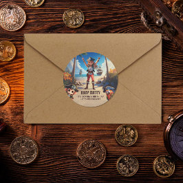 トロピカルアイランドパイレーツガールバースデーパーティーシール ラウンドシール