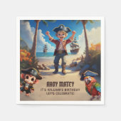 トロピカルアイランドパイレーツボーイバースデーパーティー スタンダードカクテルナプキン (正面)