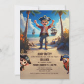 トロピカルアイランドパイレーツボーイ誕生日招待状 招待状 (正面)