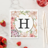 トロピカルアイランドパステルフローラ結婚ズモノグラム スタンダードランチョンナプキン (インサイチュ)