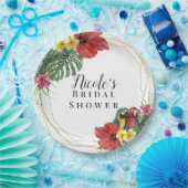 トロピカルアイランドパラダイス 鳥 花 ボタニカル ペーパープレート (パーティー)