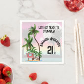 トロピカルアイランドパームツリーサンセット招待状 スタンダードカクテルナプキン (インサイチュ)