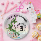 トロピカルアイランドパームツリーサンセット招待状 ペーパープレート (パーティー)