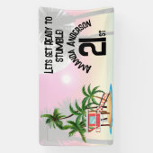 トロピカルアイランドパームツリーサンセット招待状 横断幕 (縦)