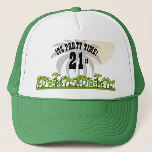 トロピカルアイランドパームツリーサンセット キャップ (正面)