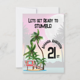 トロピカルアイランドパームツリーサンセット サンキューカード