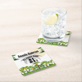 トロピカルアイランドパームツリーサンセット スクエアペーパーコースター (インサイチュ)