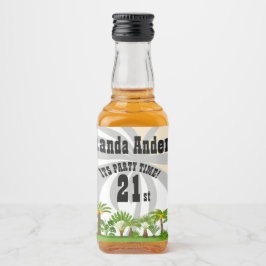 トロピカルアイランドパームツリーサンセット リキュールボトルラベル