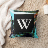 トロピカルアイランドパームツリーズ&イニシャルレター クッション (ブランケット)