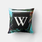 トロピカルアイランドパームツリーズ&イニシャルレター クッション (裏面)