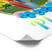 トロピカルアイランドビーチお願いカラフル ポスター (角)