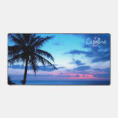 トロピカルアイランドビーチアクアブルー海ピンクサンセット デスクマット (正面)