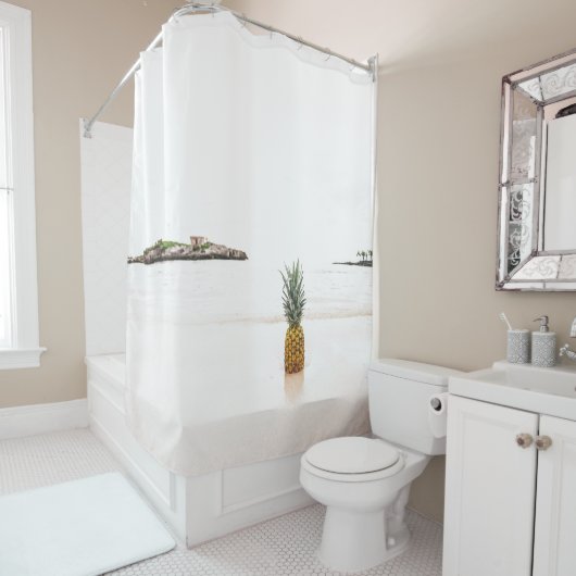 トロピカルアイランドビーチアクセントパイナップルロマンチック シャワーカーテン (インサイチュ)