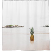 トロピカルアイランドビーチアクセントパイナップルロマンチック シャワーカーテン (正面)