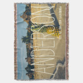 トロピカルアイランドビーチパイナップルパーソナライズされた スローブランケット (正面縦)