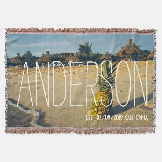 トロピカルアイランドビーチパイナップルパーソナライズされた スローブランケット (正面)