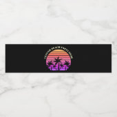 トロピカルアイランドビーチパームツリーズピンクブラック ペットボトルラベル (シングルラベル)