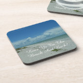 トロピカルアイランドビーチフォト引用文タイポグラフィ コースター (左側)