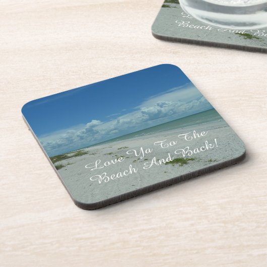 トロピカルアイランドビーチフォト引用文タイポグラフィ コースター (左側)