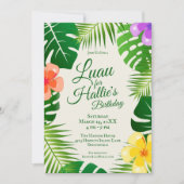 トロピカルアイランドビーチルアウ（ハワイ式宴会）誕生日 招待状 (正面)