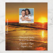 トロピカルアイランドビーチ結婚サンセット ワインラベル (シングルラベル)