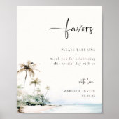 トロピカルアイランドビーチ結婚式の好意のサイン ポスター (正面)