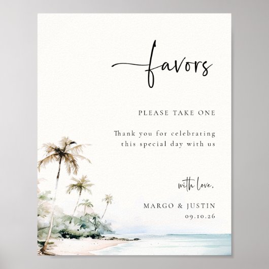 トロピカルアイランドビーチ結婚式の好意のサイン ポスター (正面)