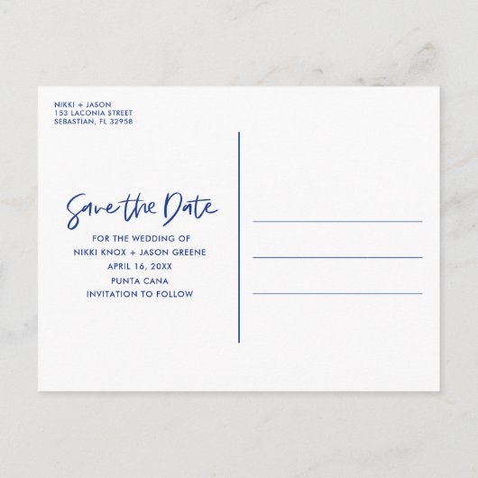 トロピカルアイランドビーチ結婚式保存日 案内ポストカード (裏面)