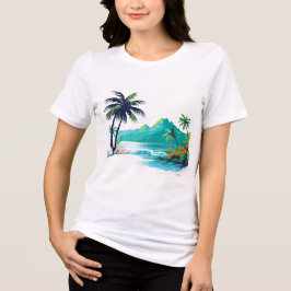 トロピカルアイランドビーチ グラフィックTシャツ トライブレンドTシャツ