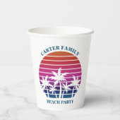 トロピカルアイランドピンクパームツリーカスタムビーチパーティー 紙コップ (裏面)