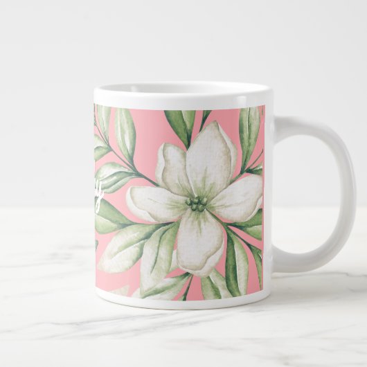 トロピカルアイランドピンク、赤面、グリーンフローラ ジャンボコーヒーマグカップ (右)