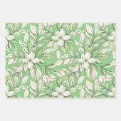 トロピカルアイランドピンク、赤面、緑のフローラ3パック ラッピングペーパーシート (正面3)