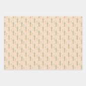 トロピカルアイランドピンク、赤面、緑のフローラ3パック ラッピングペーパーシート (正面2)