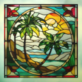 トロピカルアイランドフェイクアットサンセットステンドグラス ウィンドウサイン (シート3)