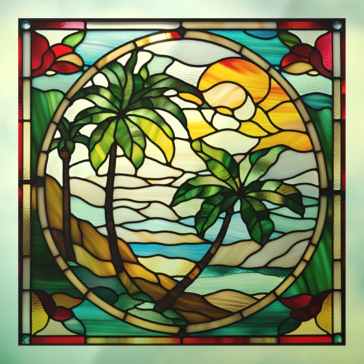 トロピカルアイランドフェイクアットサンセットステンドグラス ウィンドウサイン (シート3)