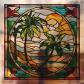 トロピカルアイランドフェイクアットサンセットステンドグラス ウィンドウサイン (シート2)