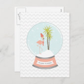 トロピカルアイランドフラミンゴクリスマス – ピンク シーズンポストカード (正面/裏面)